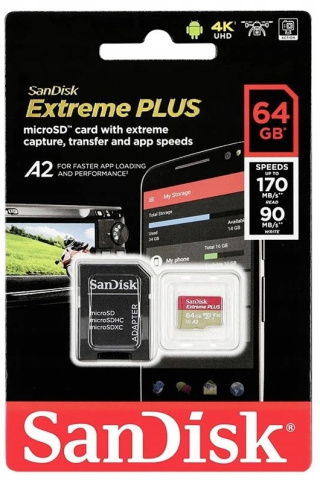 Karta pamięci microSDXC Extreme Plus 64GB 170/90 MB/s +adapter