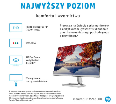 Monitor HP M24f 23.8 cali FullHD IPS LED 75Hz HDMI VGA 2D9K0AA