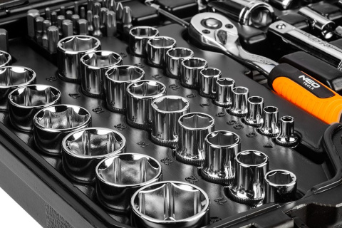 KLUCZE NASADOWE NEO TOOLS 08-673 1/2", 1/4", ZESTAW 73 SZT., CRV