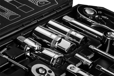 KLUCZE NASADOWE NEO TOOLS 08-673 1/2", 1/4", ZESTAW 73 SZT., CRV