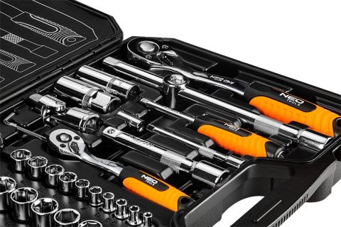 KLUCZE NASADOWE NEO TOOLS 08-673 1/2", 1/4", ZESTAW 73 SZT., CRV
