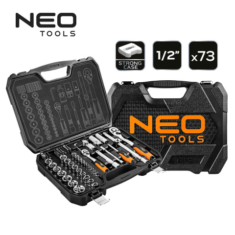 KLUCZE NASADOWE NEO TOOLS 08-673 1/2", 1/4", ZESTAW 73 SZT., CRV