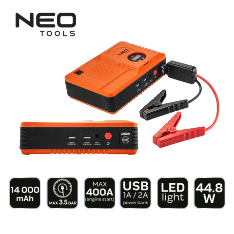 URZĄDZENIE ROZRUCHOWE NEO 11-997 "JUMPASTARTER", POWER BANK - 14AH, KOMPRESOR 3.5BAR, LATARKA