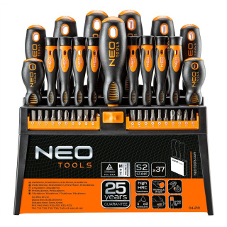 04-210 ZESTAW WKRĘTAKÓW I KOŃCÓWEK WKRĘTAKOWYCH NEO TOOLS, 37 SZT.