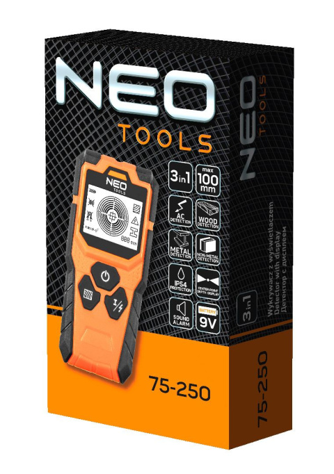 75-250 WYKRYWACZ Z WYŚWIETLACZEM NEO TOOLS, 3 W 1