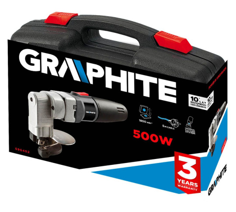 GRAPHITE 59G402 NOŻYCE DO BLACHY PROSTEJ 500W, WALIZKA