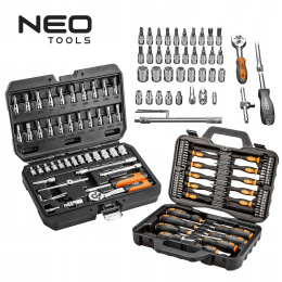 NeoTools Zestaw KLUCZE NASADOWE, 1/4” 46szt + Wkrętaków 58 szt