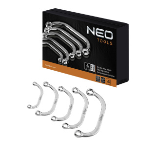 NEO TOOLS 09-176 KLUCZE OCZKOWE WYGIĘTE 9-22 MM, ZESTAW 5 SZT.