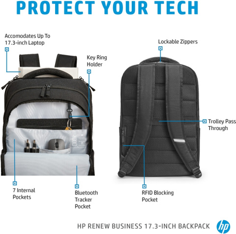 Duży plecak HP 17 Business Backpack 3E2U5AA, następca modelu 2SC67AA