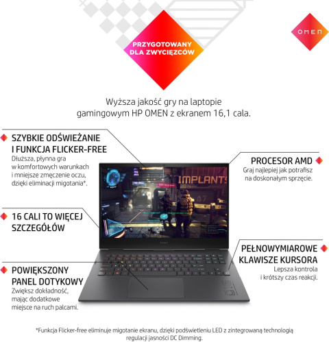 HP OMEN 16 FullHD IPS 144Hz AMD Ryzen 7 5800H 8-rdzeni 16GB DDR4 512GB SSD NVMe NVIDIA GeForce RTX 3050 Ti 4GB Windows 11