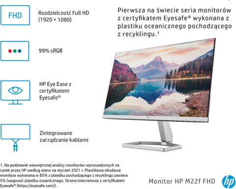 Monitor HP M22f 21.5 cali FullHD IPS LED 75Hz HDMI VGA 2D9J9AA