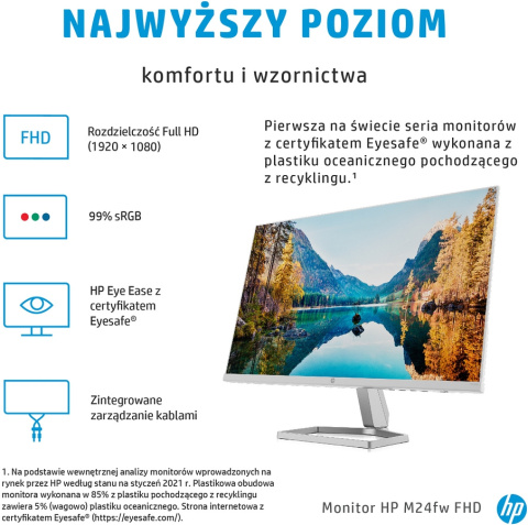 Monitor HP M24fw 23.8 cali FullHD IPS LED 75Hz HDMI VGA 2D9K1AA