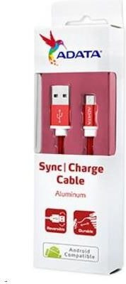 Kabel USB ADATA USB - Micro USB czerwony odwracalny (AMUCAL-100CMK-CRD)