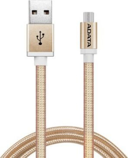 Kabel USB ADATA USB-microUSB 1m Gold alu-knit (AMUCAL-100CMK-CGD)