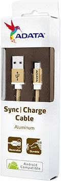 Kabel USB ADATA USB-microUSB 1m Gold alu-knit (AMUCAL-100CMK-CGD)