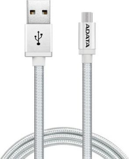 Kabel USB ADATA microUSB 1m Srebrny (AMUCAL-100CMK-CSV)