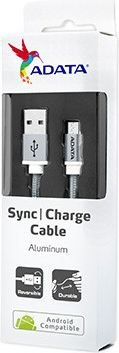 Kabel USB ADATA microUSB 1m Srebrny (AMUCAL-100CMK-CSV)