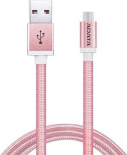 Kabel USB ADATA USB-microUSB 1m Rose Gold alu-knit (AMUCAL-100CMK-CRG)