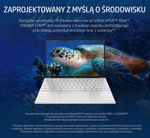 Biały Lekki HP Pavilion 13 Aero WQXGA IPS 16:10 AMD Ryzen 5 5600U 6-rdzeni 8GB DDR4 256GB SSD NVMe Windows 11