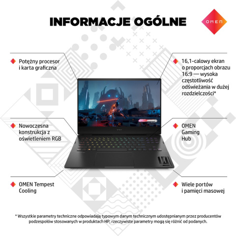 HP OMEN 16 QHD IPS 165Hz Intel Core i9-12900H 14-rdzeni 16GB DDR5 512GB SSD NVMe NVIDIA GeForce RTX 3070 Ti 8GB Windows 11