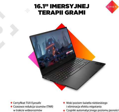 HP OMEN 16 QHD IPS 165Hz Intel Core i9-12900H 14-rdzeni 16GB DDR5 512GB SSD NVMe NVIDIA GeForce RTX 3070 Ti 8GB Windows 11