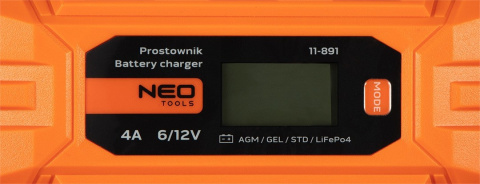 11-891 PROSTOWNIK AUTOMATYCZNY 4A/70W, 3-120AH, DO AKUMULATORÓW KWASOWYCH / AGM / GEL NEO TOOLS