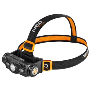 99-028 LATARKA CZOŁOWA AKUMULATOROWA USB 1000 LM CZERWONY/NIEBIESKI CREE LED + LED NEO TOOLS