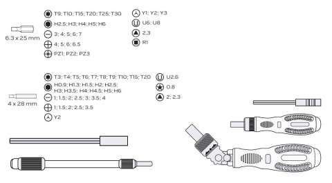 06-115 KOŃCÓWKI WKRĘTAKOWE Z UCHWYTEM 73 SZT. NEO TOOLS