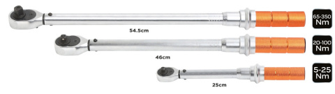 08-843 ZESTAW KLUCZY DYNAMOMETRYCZNYCH 1/4", 3/8", 1/2" 3 SZT. NEO