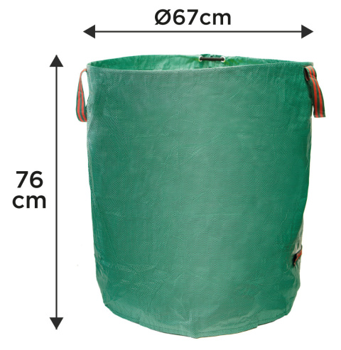 15G541 TORBA OGRODOWA 270 L, 150 G/M2; PP; USZTYWNIONA KRAWĘDŹ, 3 UCHWYTY, 67 X 76 CM VERTO