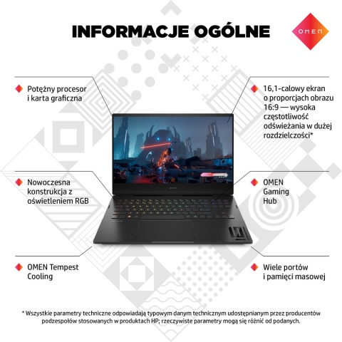 HP OMEN Gaming 16 FullHD IPS 144Hz Intel Core i7-12700H 14-rdzeni 16GB DDR5 1TB SSD NVMe NVIDIA GeForce RTX 3060 6GB Windows 11