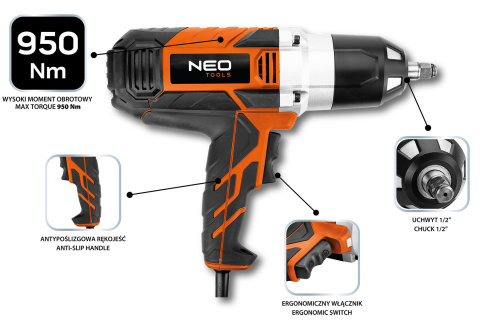 04-720 KLUCZ UDAROWY 1020W, 950 NM NEO TOOLS