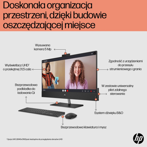 AiO HP Pavilion 32 UltraHD 4K IPS Intel Core i7-13700T 16-rdzeni 16GB DDR4 1TB SSD NVMe 3050 Ti Win11 +klawiatura, mysz i pilot