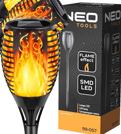 99-057 LAMPA OGRODOWA SOLARNA PŁOMIEŃ SMD WBIJANA NEO TOOLS