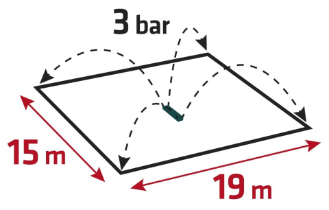 15G772 ZRASZACZ OSCYLACYJNY, POWIERZCHNIA ZRASZANIA 15 X 19 M, 18 DYSZY ZRASZAJĄCYCH, IGŁA DO UDRAŻNIANIA DYSZ VERTO