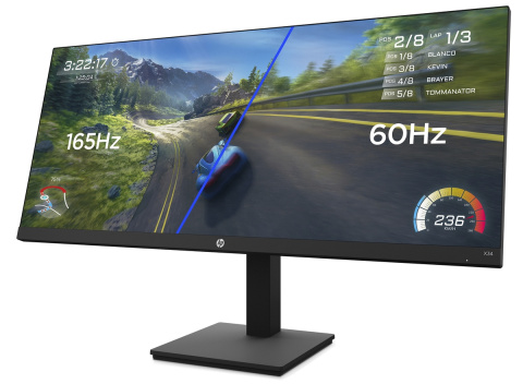 Monitor HP X34 Gaming 34 cali UWQHD 3440x1440 IPS 165Hz HDMI DisplayPort VESA 2V7W6E9