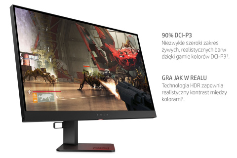 Monitor HP Omen X 27 Gaming HDR QHD 240Hz 27 cali 2560x1440 HDMI DisplayPort USB 6FN07AA