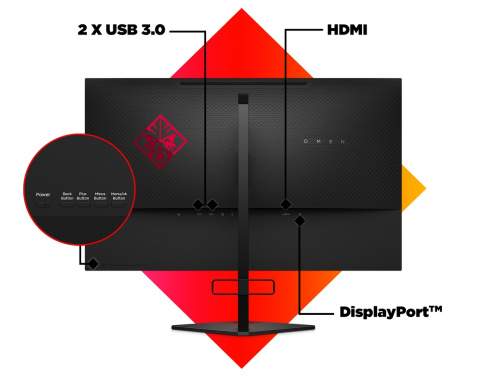 Monitor HP Omen X 27 Gaming HDR QHD 240Hz 27 cali 2560x1440 HDMI DisplayPort USB 6FN07AA