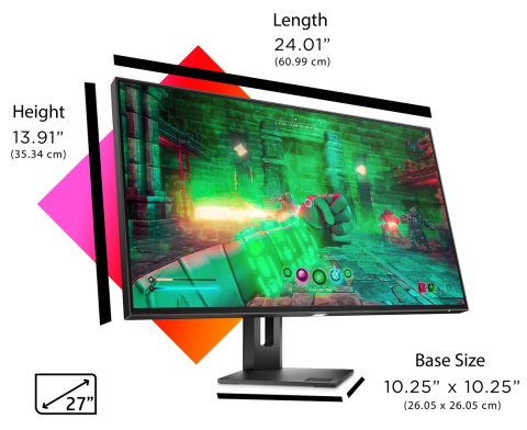 Monitor HP Omen 27u 4K Gaming UltraHD IPS 144Hz HDR 27 cali 3840x2160 HDMI DisplayPort USB Type-C 3G6W0E9