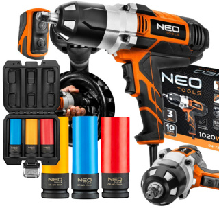 04-720 KLUCZ UDAROWY 1020W, 950 NM NEO TOOLS + 12-350 NASADKI DO FELG ALUMINIOWYCH