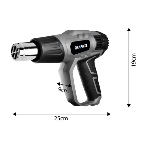 59G526 OPALARKA 2000W, ZAKRES TEMPERATUR:I: 50ºC, II: 50-550ºC, III: 50-550ºC,WALIZKA Graphite