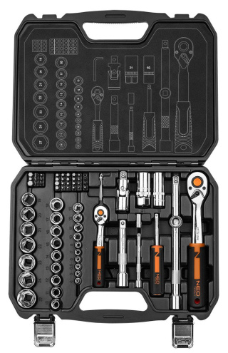 10-054 KLUCZE NASADOWE 1/2", 1/4", ZESTAW 73 SZT., CRV NEO TOOLS