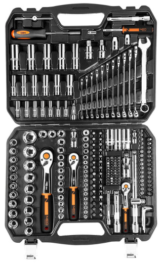 10-076 KLUCZE NASADOWE 1/2", 3/8", 1/4", ZESTAW 219 SZT., CRV NEO TOOLS