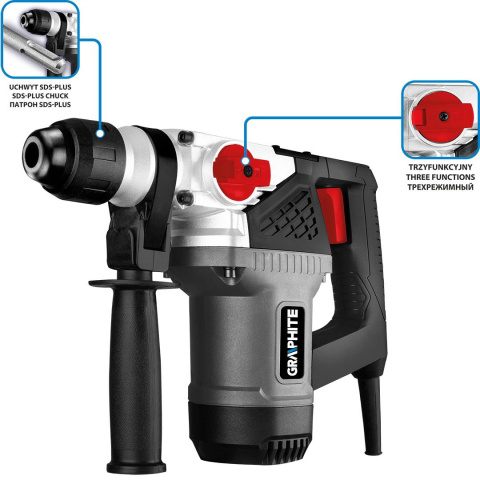 58G860 MŁOT UDAROWY SDS+ 900W, WALIZKA GRAPHITE