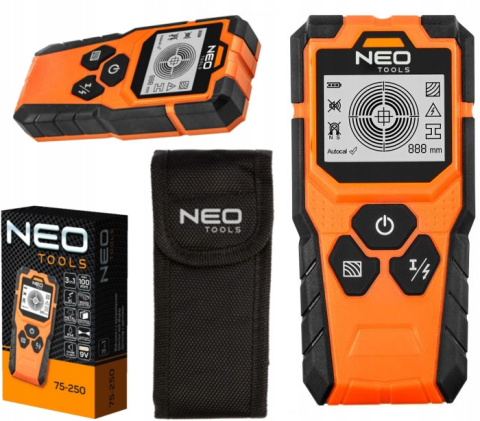 75-250 WYKRYWACZ Z WYŚWIETLACZEM NEO TOOLS, 3 W 1 GRATIS OŁÓWEK