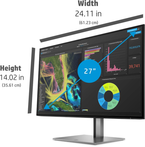 Monitor HP Z27k G3 4K UltraHD IPS 27 cali 3840x2160 HDMI 2.0 DisplayPort USB Type-C RJ45 pivot VESA 1B9T0AA