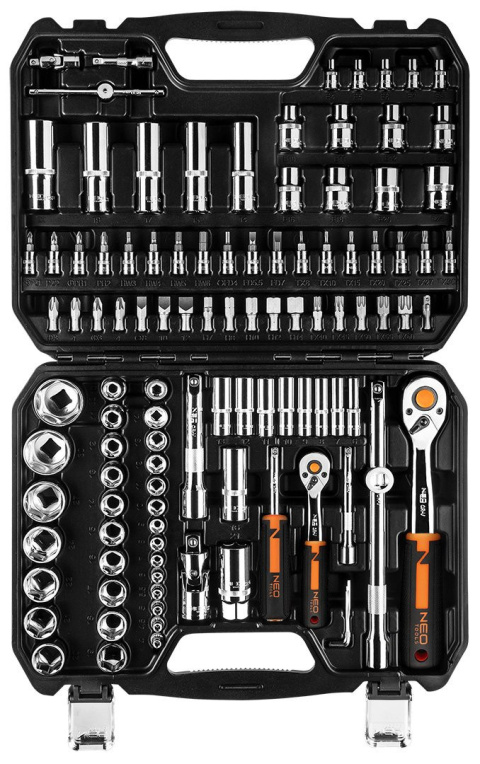 10-066 KLUCZE NASADOWE 1/4", 1/2", ZESTAW 110 SZT., CRV NEO TOOLS