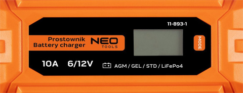 11-893-1 PROSTOWNIK AUTOMATYCZNY 10A/160W, 3-200AH, DO AKUMULATORÓW KWASOWYCH/AGM/GEL NEO TOOLS