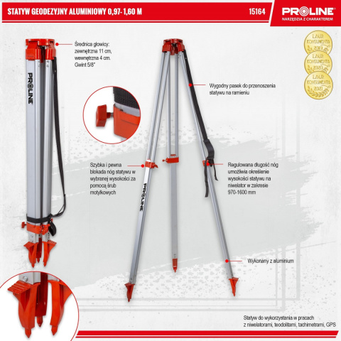 15164 Statyw geodezyjny aluminiowy 97cm- 160cm Proline