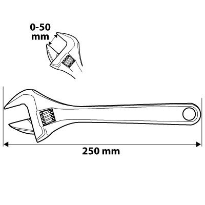 03-016 KLUCZ NASTAWNY 250 MM, ZAKRES 0-50 MM NEO TOOLS